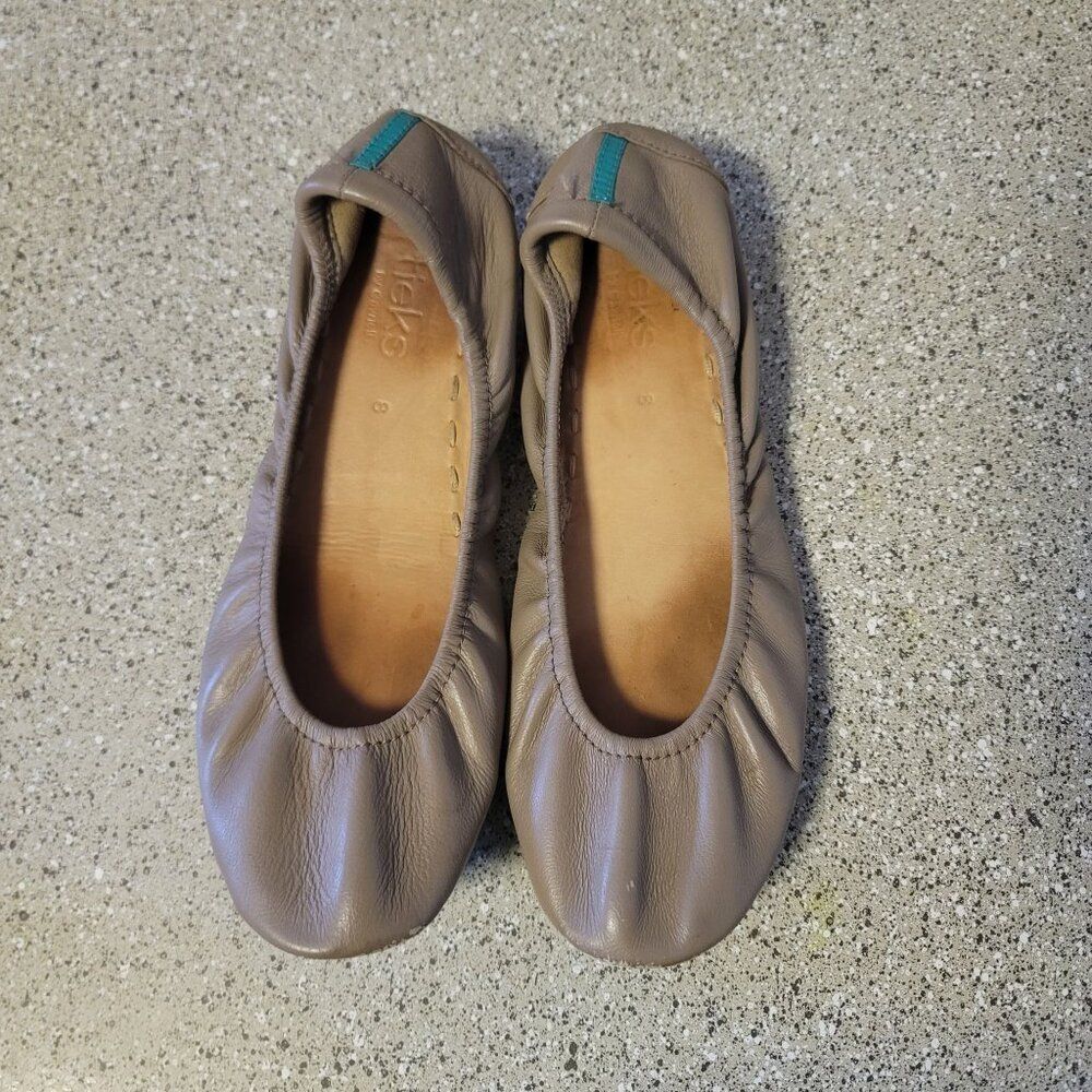 Tieks Light Brown Taupe Soft Leather Flats Size 8